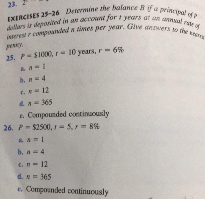 Solved Exercises 25 26 Determine The Balance B If Dollars Chegg Com