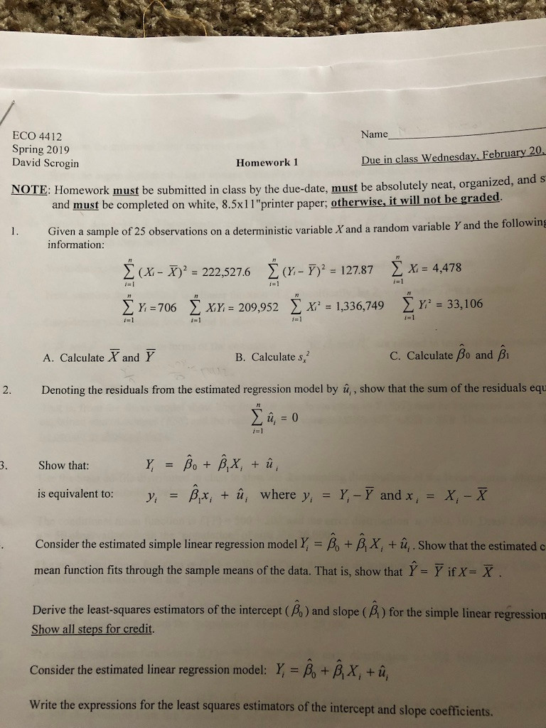 Solved Eco 4412 Name Spring 19 David Scrogin Homework 1 Chegg Com