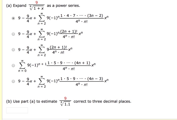 Solved A Expand As A Power Series N 2 X 9 1 N 2 2n Chegg Com