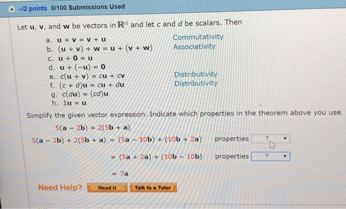 Solved Let U V And W Be Vectors In R N And Let C And D Chegg Com