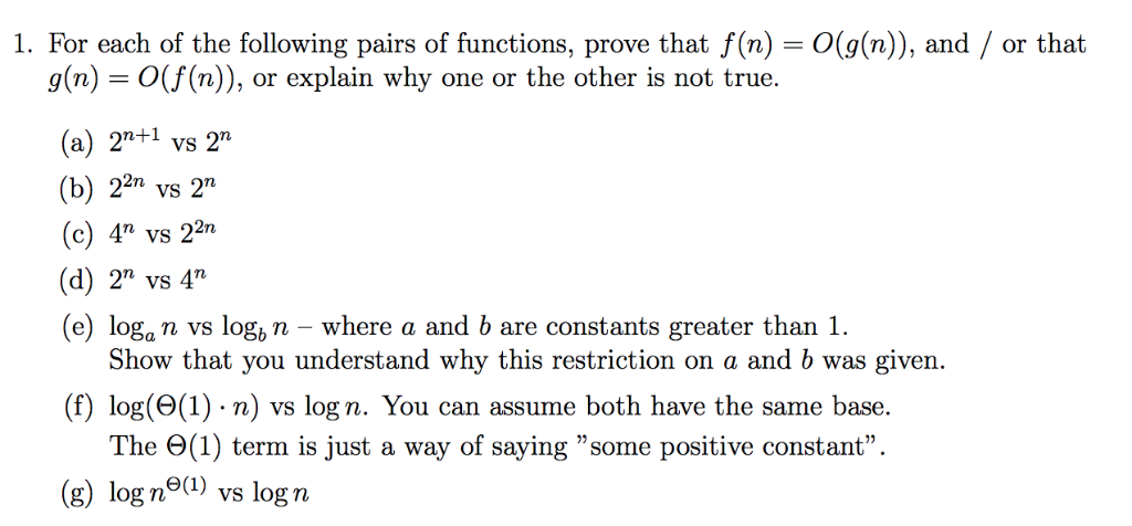 Solved 1 For Each Of The Following Pairs Of Functions P Chegg Com