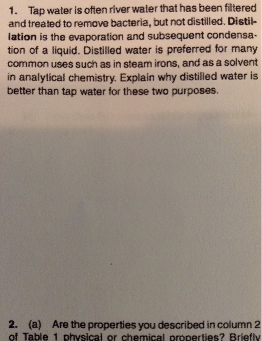 properties of tap water