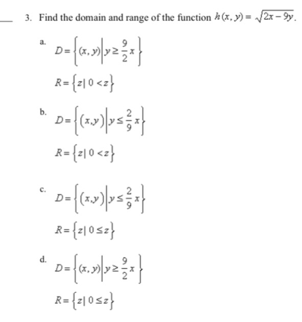 Solved 3 Find The Domain And Range Of The Function H X Y Chegg Com