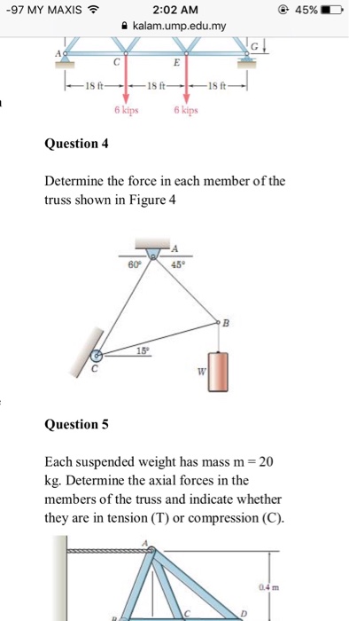 Solved Determine The Force In Each Member Of The Truss Chegg Com