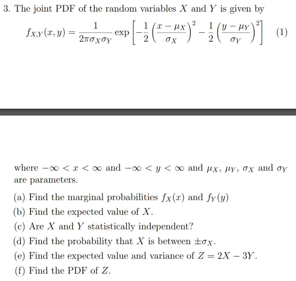 Solved 3 The Joint Pdf Of The Random Variables X And Y I Chegg Com