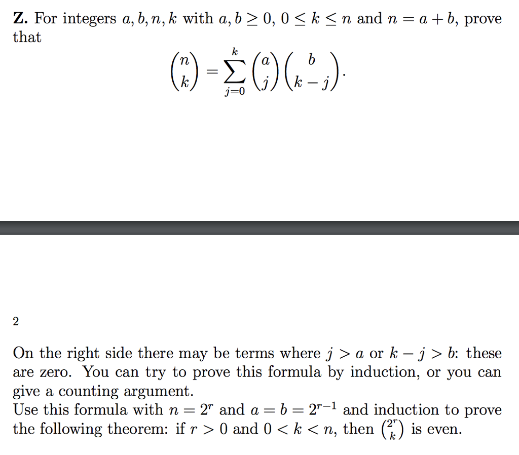 Solved Z For Integers A B N K With A O 0 0 K N And N Chegg Com