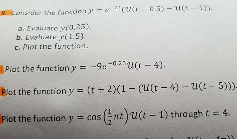 Solved 9 Consider The Function Y E 2 U T 0 5 U T 1 A Chegg Com