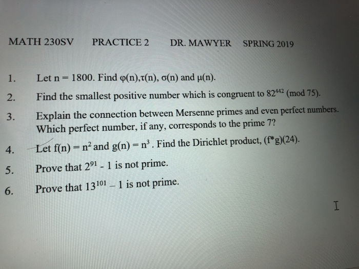 Solved Math 230sv Practice 2 Dr Mawyer Spring 19 I Le Chegg Com