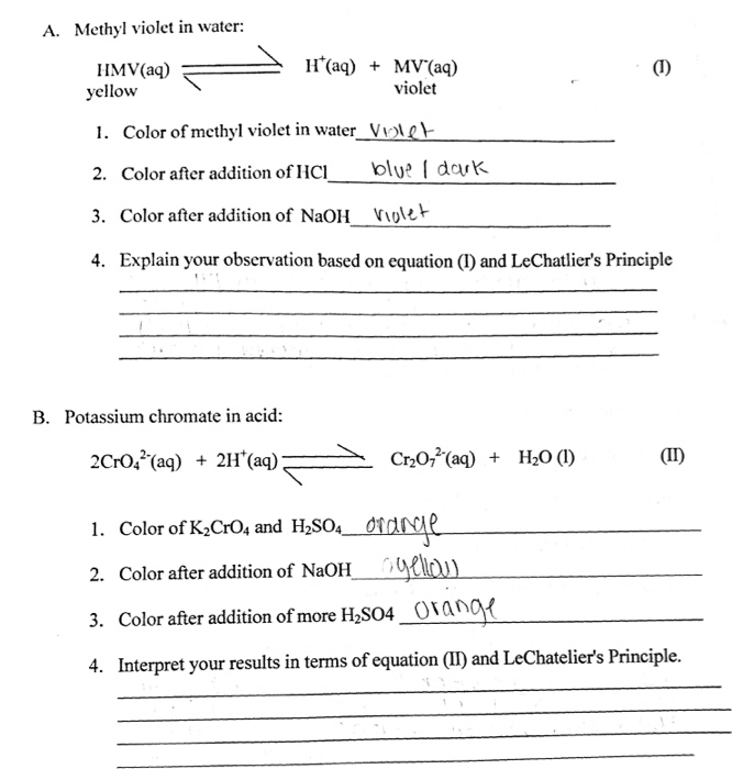 Solved A Methyl Violet In Water Hmv Aq Yellow Violet 1 Chegg Com