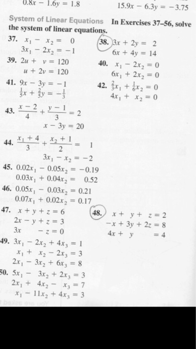 Solved System Of Linear Equations In Exercises 37 56 Solve Chegg Com