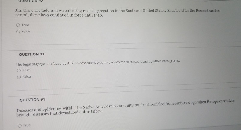 What were jim crow laws answers