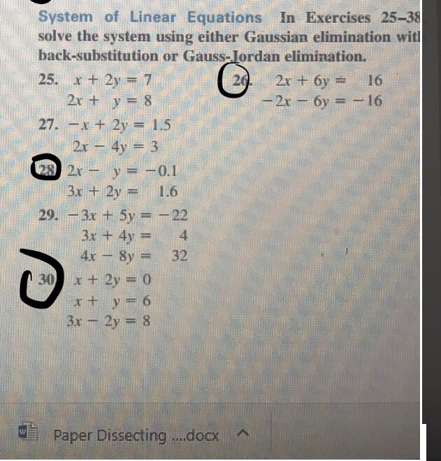 Solved Solve The System Using Either Gaussian Elimination Chegg Com