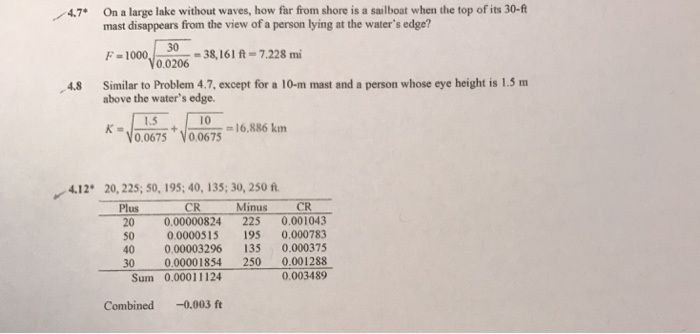 Solved On A Large Lake Without Waves How Far From Shore Chegg Com