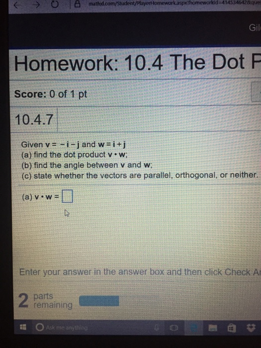 Solved Given V I J And W I J A Find The Dot P Chegg Com