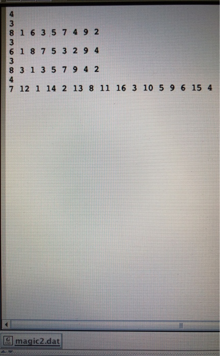 8 1 6 3 5 7 4 9 2 6 1 8 7 5 3 2 9 4 8 3 1 3 5 7 9 4 2 7 12 1 14 2 13 8 11 16 3 10 5 9 6 15 4 Gmagic2.dat