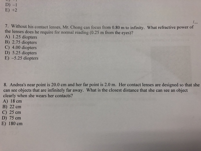 Solved D 1 E 2 7 Without His Contact Lenses Mr Chong Chegg Com