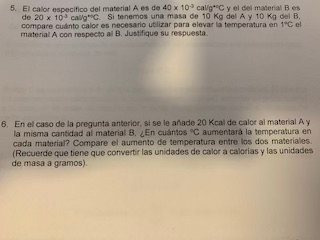 Solved The Specific Heat Of Material A Is 40 X 10 3 Cal Chegg Com