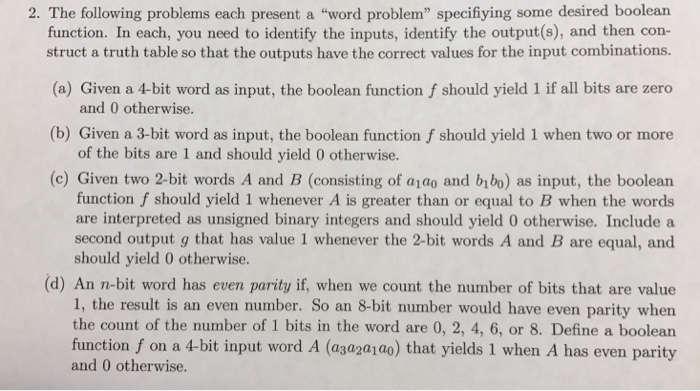 Solved 2 The Following Problems Each Present A Word Pro Chegg Com