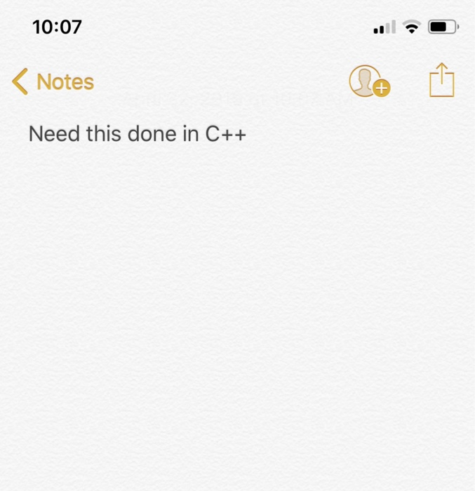 10:07 < Notes Need this done in C++