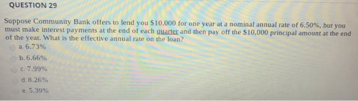 Solved Question 29 Suppose Community Bank Offers To Lend