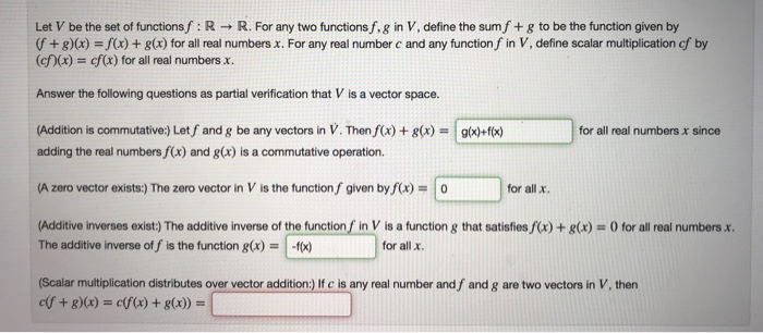 Let V Be The Set Of Functionsf R R For Any Two Chegg Com