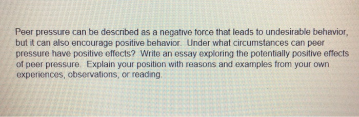 how to deal with peer pressure essay