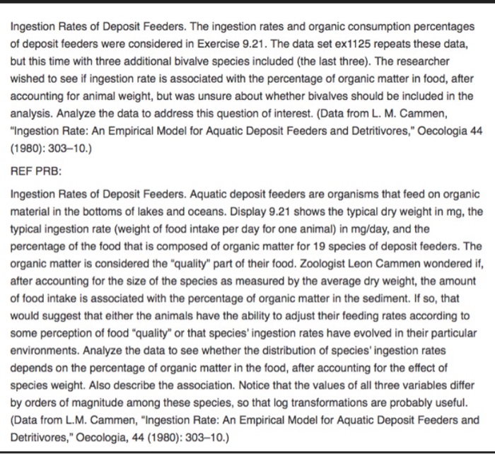 Solved Ingestion Rates Of Deposit Feeders The Ingestion