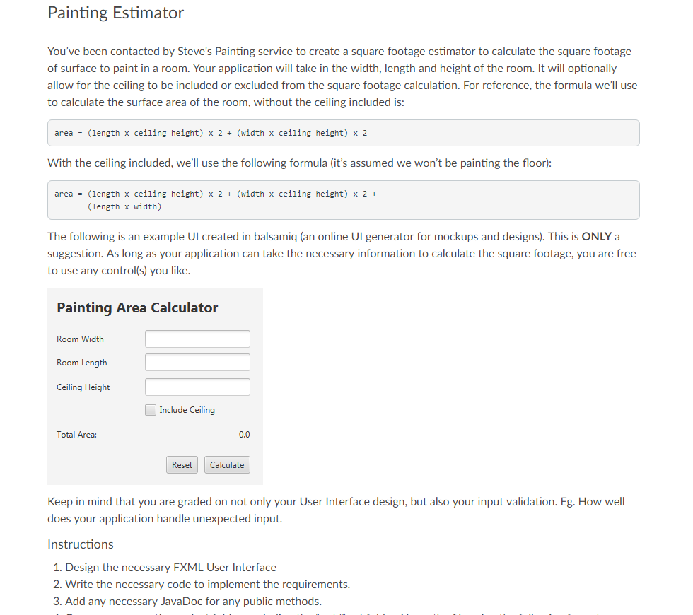 Solved Painting Estimator You Ve Been Contacted By Steve