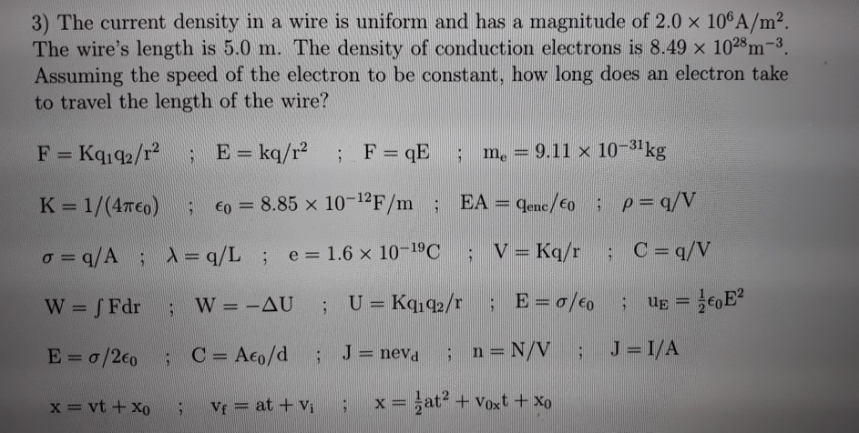 Solved 3 The Current Density In A Wire Is Uniform And Ha Chegg Com