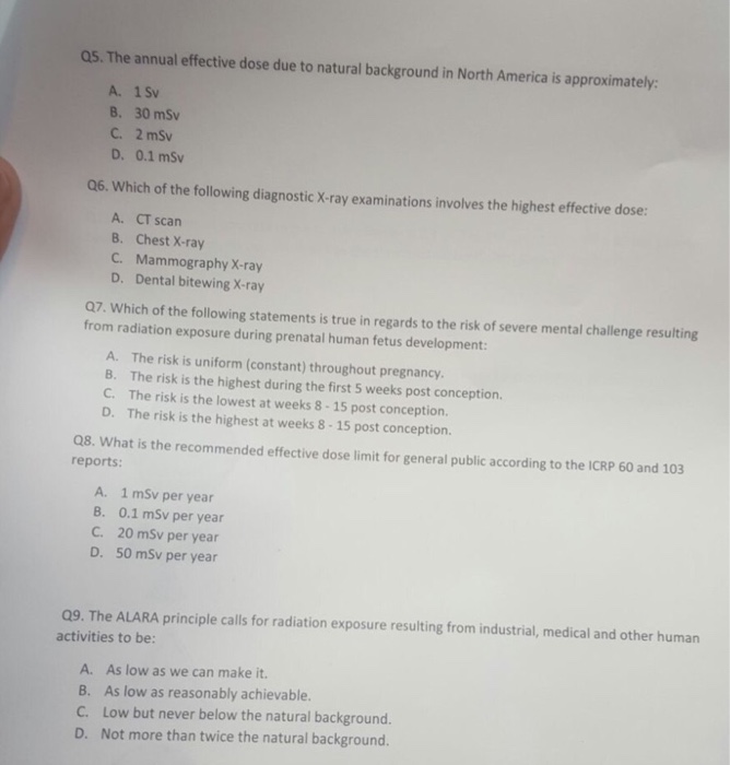 Solved The Annual Effective Dose Due To Natural Backgroun Chegg Com