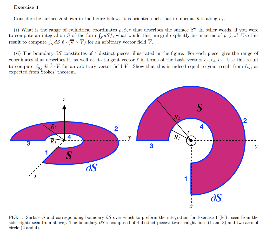 Solved Exercise 1 Consider The Surface S Shown In The Fig Chegg Com