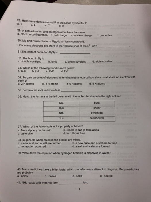 Solved CHEM 100 Lab Worksheet 2 1. Which Of The Following...
