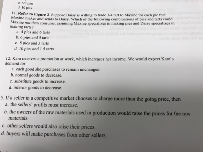 The pie and the tart question and answers