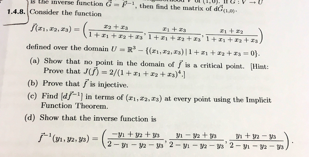 Uv Ol 1 0 If G V U Is The Inverse Function G Chegg Com