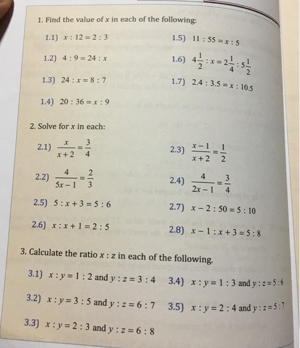 Solved Find The Value Of X In Each Of The Following X 1 Chegg Com