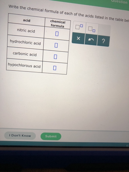 Naming and writing formulas for acids worksheet picture