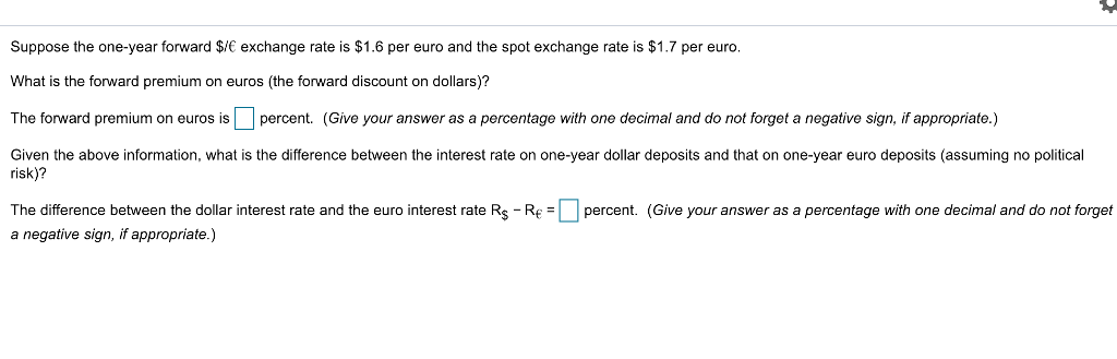 Solved Suppose The One Year Forward Exchange Rate Is Solved Suppose The One Year Forward Exchange Rate Is