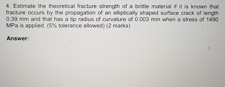 Solved: 4. Estimate The Theoretical Fracture Strength Of A ...