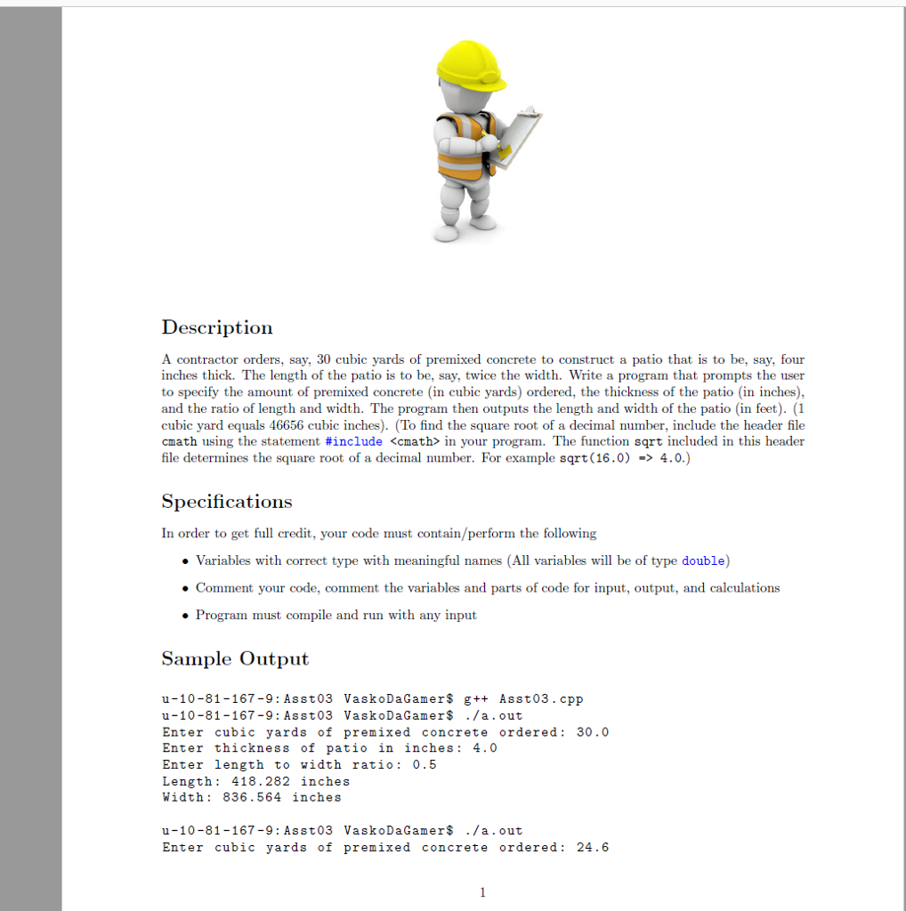 Solved Description A Contractor Orders Say 30 Cubic Yar