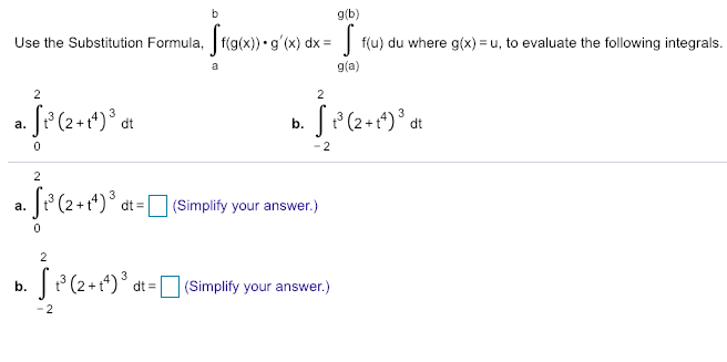 Solved G B Use The Substitution Formula Fg X G X Chegg Com