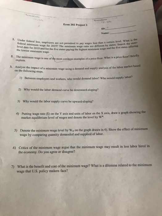 Solved Econ 202 Project 2 ID:, 1. Under federal law, | Chegg.com