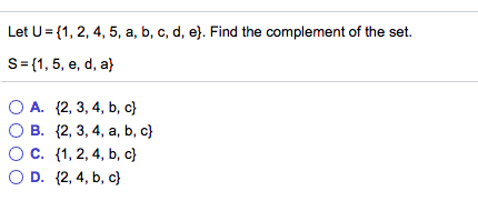 Solved Let U 1 2 4 5 A B C D E Find The Chegg Com