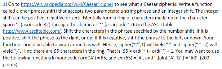 Solved 1 Go To Https En Wikipedia Org Wiki Caesarciphe