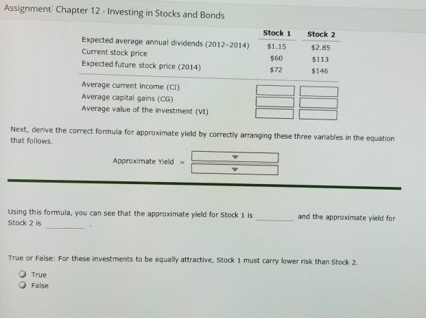 chapter 12 investing in stocks true and false