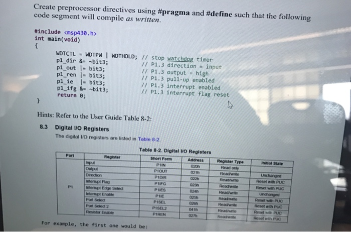 Create preprocessor directives using #pragma and #define such that the following code segment will compile as written. #inclu