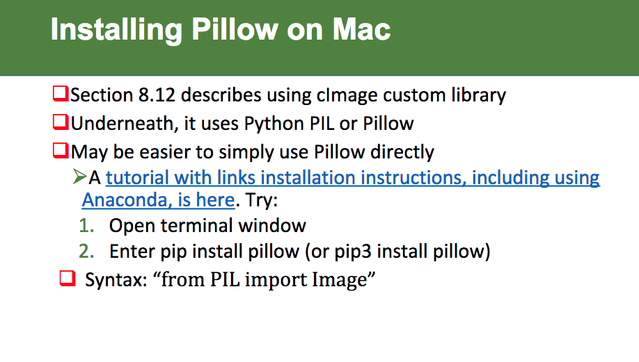 pip install pillow