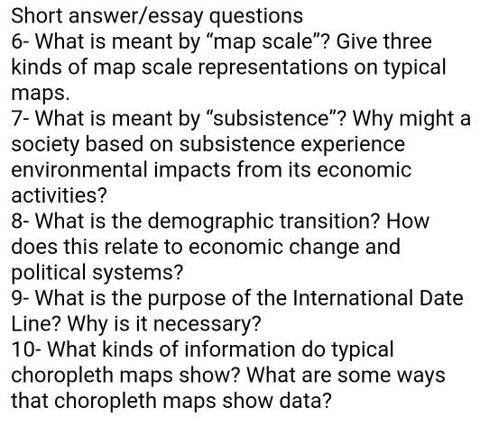 What Is Meant By Mapping Solved Short Answer/Essay Questions 6- What Is Meant By "Map | Chegg.com