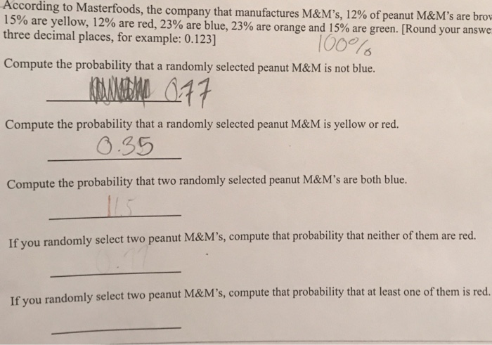 Solved 1. What is the probability that a red M & M is