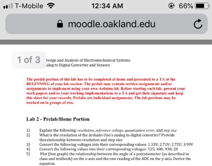 Solved Il T Mobile 12 34 Am 66 A Moodle Oakland Edu 1 Chegg Com
