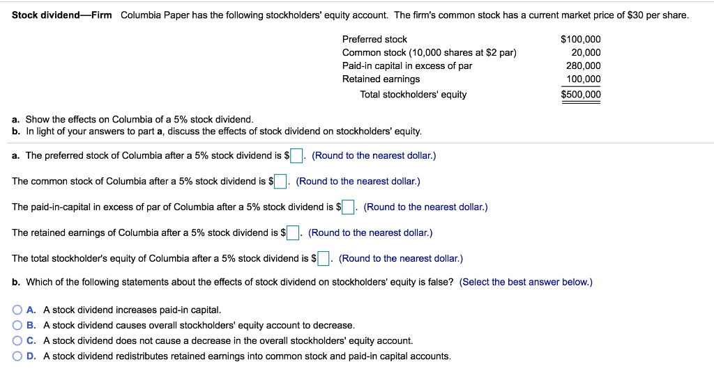 A stock dividend will image